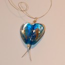 Ras de cou Coeur façon Murano bleue