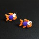 Boucles d'oreilles poissons orange et violet