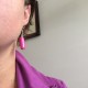 Boucles d'oreilles tubes roses et billes argentées