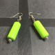 Boucles d'oreilles tubes vert amande et billes argentées