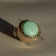 Bague Turquoise ronde avec anneau argenté haut de gamme