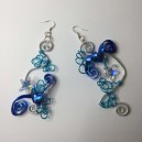 Boucles d'oreilles aluminium argent et bleu cristal de swarovski